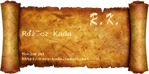 Rácz Kada névjegykártya